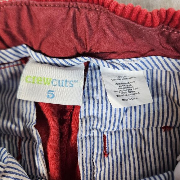 J Crew Crewcuts Red Corduroy Embroidered Hound Dog Pants Size 5 - Picture 3 of 5